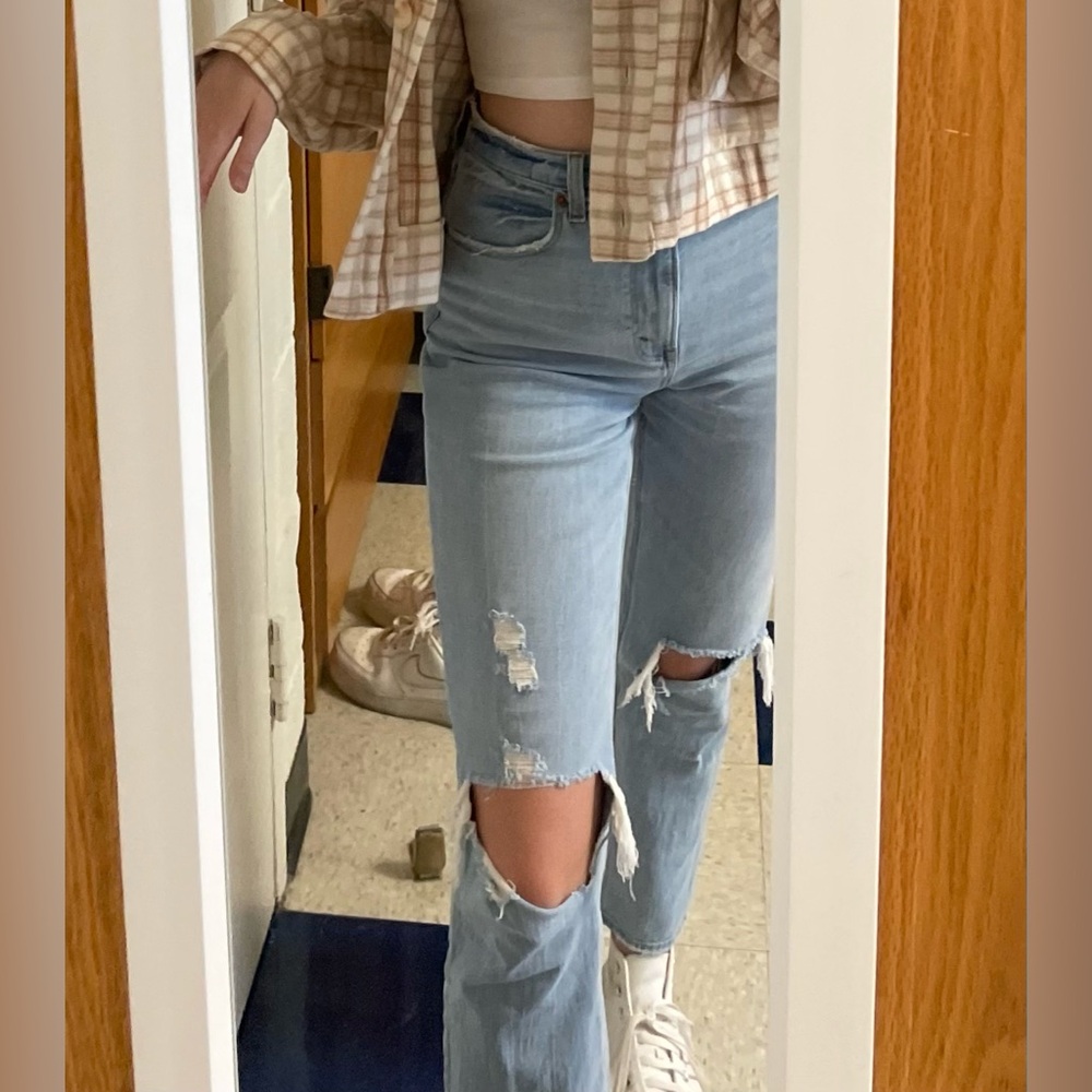 Abercrombie ripped high rise jeans